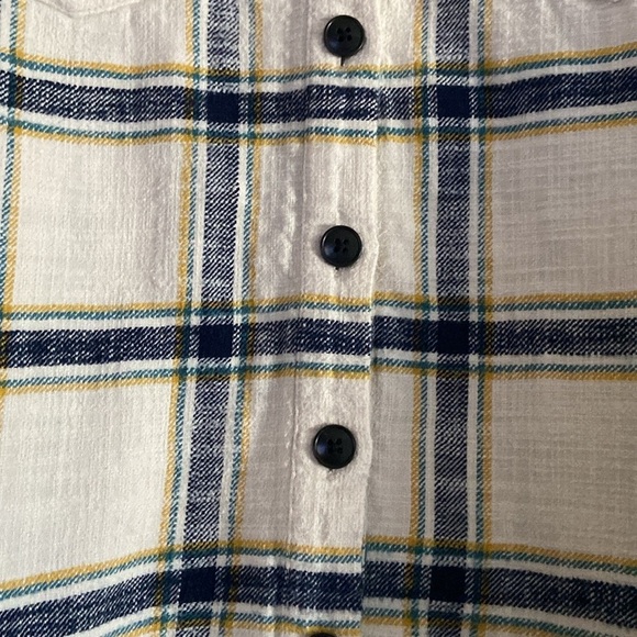 Madewell Women’s Cream Plaid 100% Cotton Long Sleeve Button Down Shirt Small - Picture 3 of 5